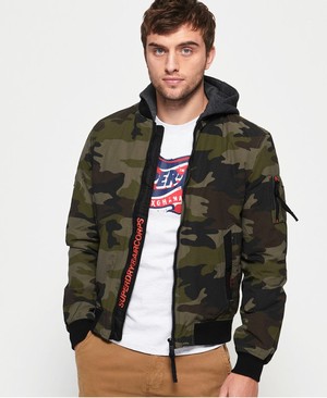 Superdry Hooded Air Corps Bomber Férfi Kabát Camo | TJLMX6293